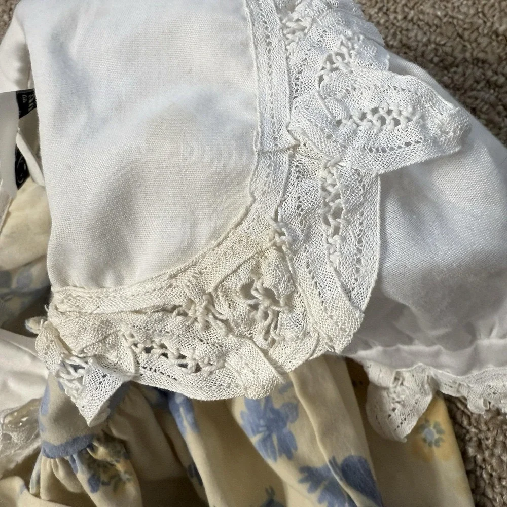 Vintage 80s Jo‎ Lene Baby Toddler Ruffle Collar Floral Dress 2T Made USA *spot